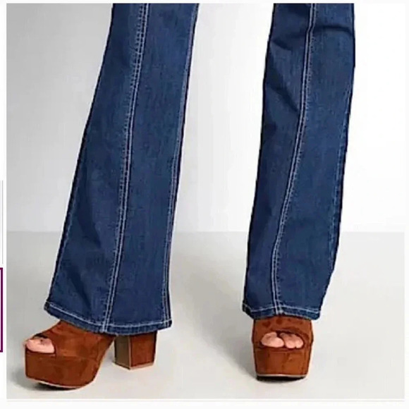 Modcloth The Bianca Flared Leg Denim Jeans Retro 70's Blue New NWT Plus Size 28 - Picture 5 of 13
